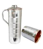 Steel Copper Jug Pitcher with 1 Tumbler Drinkware Set