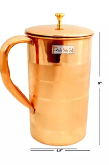 Pure Copper Luxury Design Jug Pitcher Drinkware Set | Capacity 2000 ML