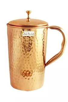 Pure Copper Jug Pitcher  Hammered Design  Capacity 1600 ML