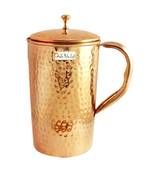 Pure Copper Jug Pitcher  Hammered Design  Capacity 1600 ML
