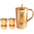 Pure Copper Jug Pitcher 1600 ML with 2 Steel Copper Glass Tumbler 270 ML  Hammered Design  3 Pieces