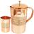 Pure Copper Jug Pitcher 1600 ML with 1 Copper Glass Tumbler 300 ML  Embossed Dessign  Set of 2 Pieces
