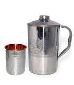 Inside Pure Copper Jug with 1 Handmade Drinking Stainless Steel Inside Copper Glass