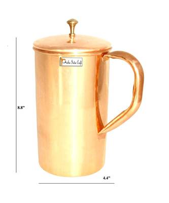Pure Copper Water Jug Pitcher with Lid Plain Classic Look Drinkware Set | Capacity 1800 ML 1