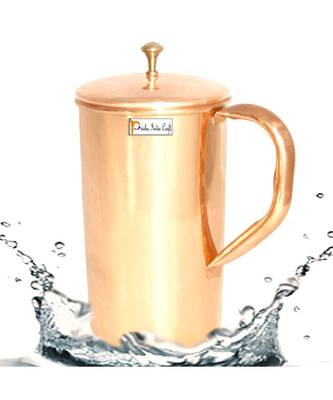 Pure Copper Water Jug Pitcher with Lid Plain Classic Look Drinkware Set | Capacity 1800 ML 2