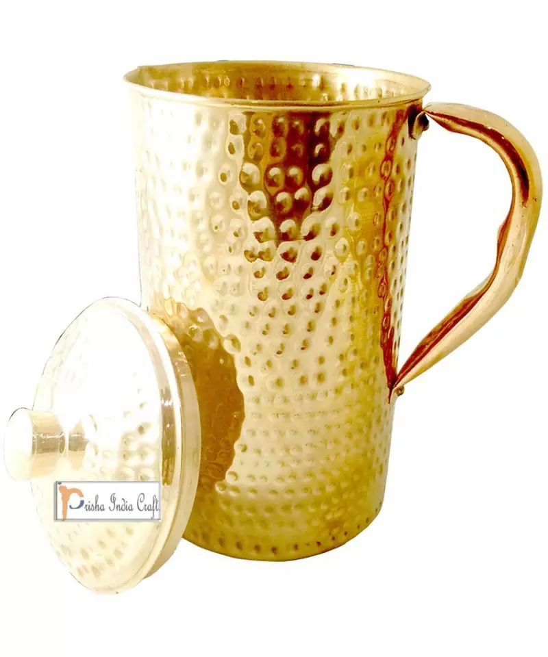 Pure Copper Jug Pitcher  New Improved Hammered Design  Capacity 1450 ML