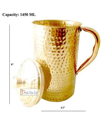 Pure Copper Jug Pitcher  New Improved Hammered Design  Capacity 1450 ML 2