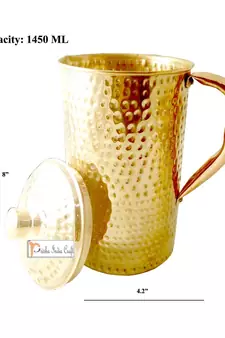Pure Copper Jug Pitcher  New Improved Hammered Design  Capacity 1450 ML