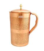 Embossed Design Pure Copper Water Jug Pitcher  Drinkware Set  1500 ML