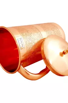 Embossed Design Pure Copper Water Jug Pitcher  Drinkware Set  1500 ML