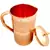 Embossed Design Pure Copper Water Jug Pitcher 1500 ML with 1 Copper Glass Tumbler 300 ML  2 Pieces (Brown)