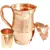 Hammered Design Pure Copper Water Jug 1800 ML with 1 Tumbler Glass 250 ML (Brown)