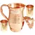 Hammered Design Pure Copper Water Jug 1800 ML with 2 Tumbler Glass 250 ML (Brown)