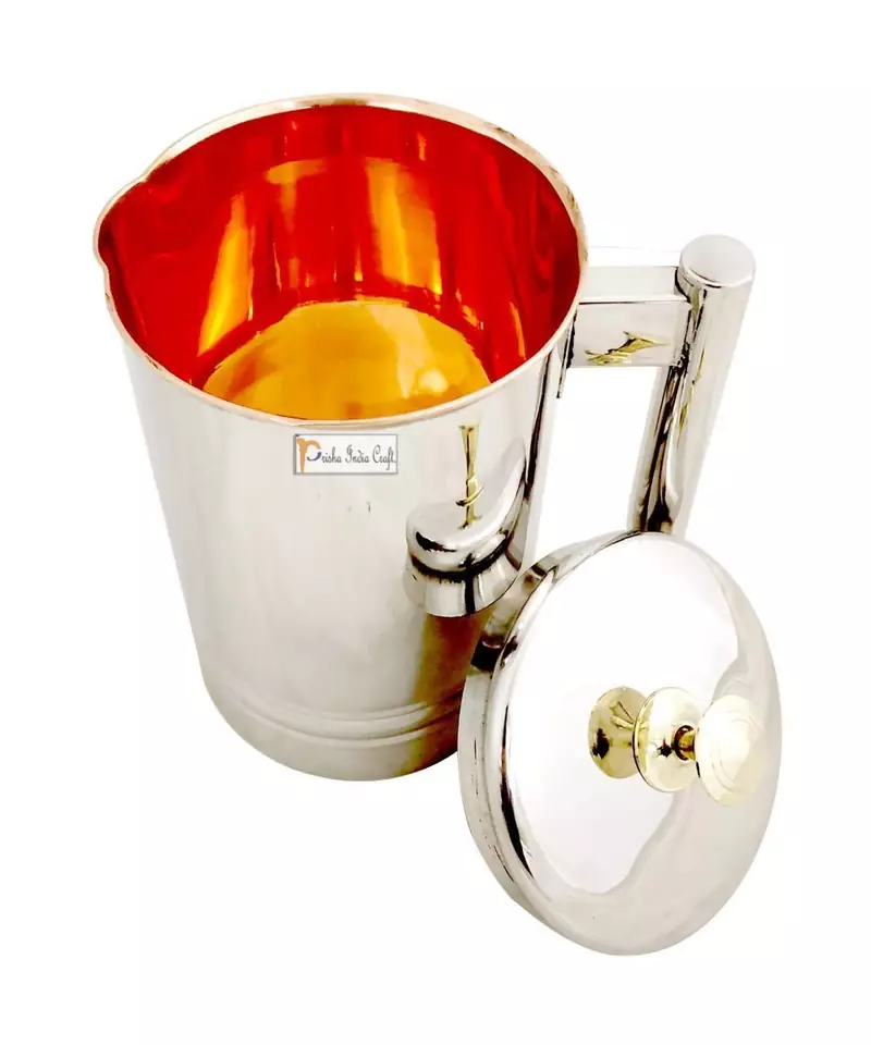 Steel Copper Jug Pitcher with Brass Knob  Capacity 1500 ML
