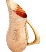 Pure Copper Jug Pitcher  Mughlai Royal Hammered Design with Brass Handle  Capacity 1200 ML (Brown)