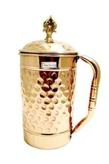 Pure Copper Jug Pitcher with Brass Knob  Glassware & Drinkware (2000Ml of Jug)