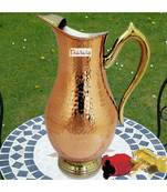 Diwali Gift Copper Royal Mughal Jug Water Pitcher Copper Hammered Drinkware Jug for Ayurveda Healing Capacity 2