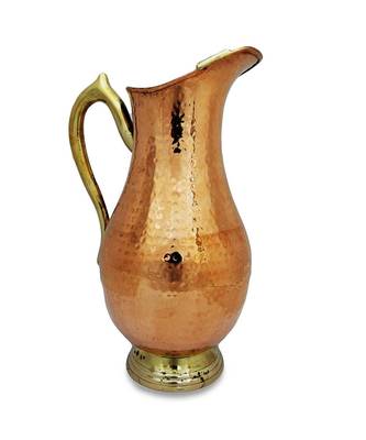 Copper Jug (Royal JUG 2000 ML / 67.63 oz) with Two Glass Drinkware Set of Jug and Glass 2