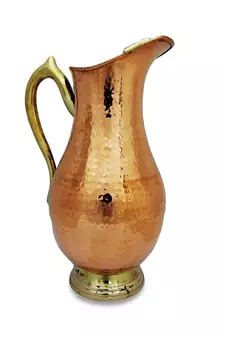 Copper Jug (Royal JUG 2000 ML / 67.63 oz) with Two Glass Drinkware Set of Jug and Glass