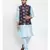 Men Blue Silk Printed Nehru Jacket