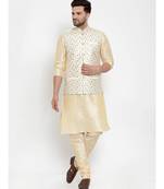 Men white Silk Embroidered Nehrujacket
