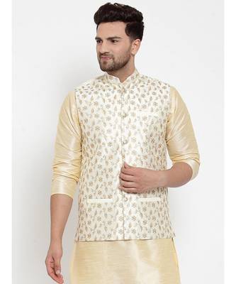 Men white Silk Embroidered Nehrujacket 2