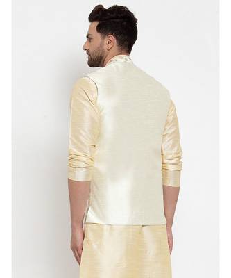 Men white Silk Embroidered Nehrujacket 4