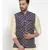 Men Navyblue Silk Embroidered Nehrujacket