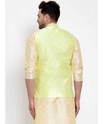 Men Limegreen Silk Embroidered Nehrujacket 5