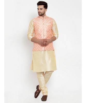 Men pink Silk Embroidered Nehrujacket 3
