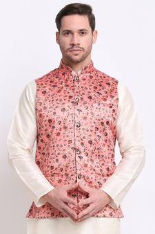 Men pink Satin Floral Jacket