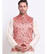 Men pink Satin Floral Jacket