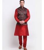 Men Black Satin Floral Jacket