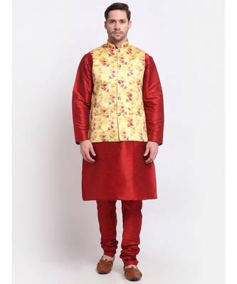 Men Yellow Satin Floral Jacket 1