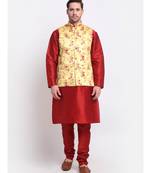 Men Yellow Satin Floral Jacket