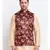 Men Maroon Satin Floral Jacket