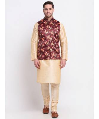 Men Maroon Satin Floral Jacket 3