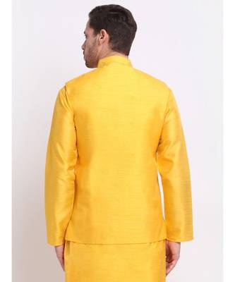Men Yellow Silk Mirror Work Jacket 4