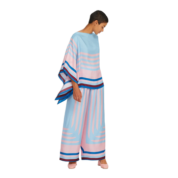 JSDC Women Stripped Printed Soft Silk Kaftan Coord Sets With Pant 4
