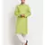 Men Green Cotton Check Straight Kurta