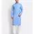 Men Blue Cotton Check Straight Kurta