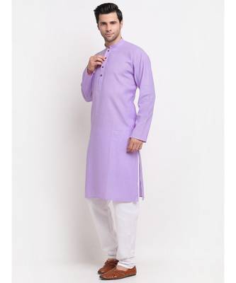 Men Purple Cotton Striped Straight Kurta 2