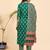 Patola Print & Mirror Work Straight Cotton Green Stitched Kurta Pant With Dupatta