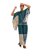 JSDC Soft Satin Silk Printed Women Kaftan Pant Suit Sets For Women