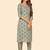 Printed & Sequence Straight Cotton Grey Stitched Kurta with Pant