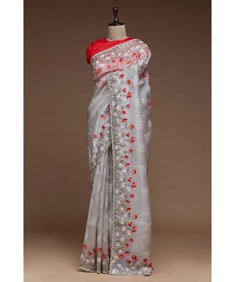 Soft Organza Saree with Blouse piece 1