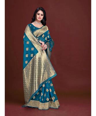 Soft Organza Saree with Blouse piece 2