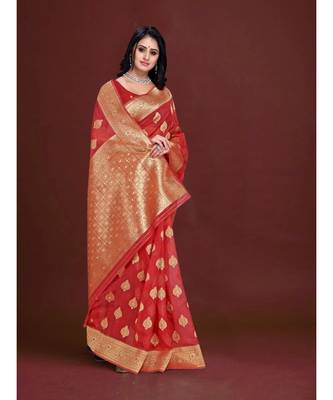 Soft Organza Saree with Blouse piece 3