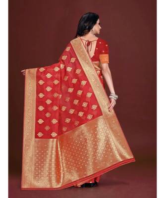 Soft Organza Saree with Blouse piece 4