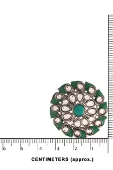 Silver Oxidized Kundan Studded Meena Work Designer Circular Stud Earrings for  